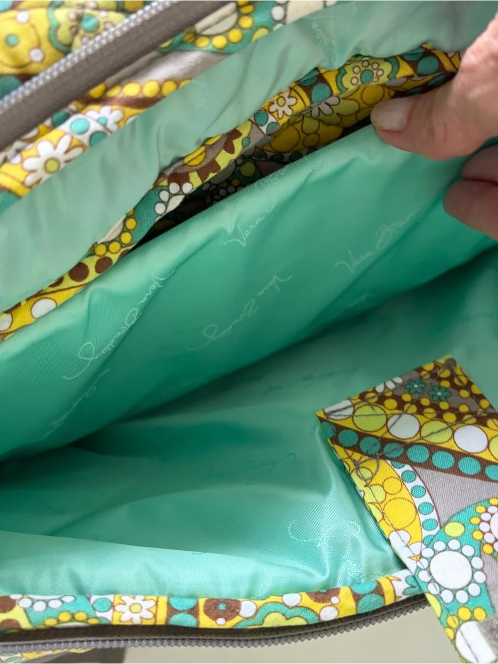 Vera Bradley Lemon Parfait Backpack Large Bag Quilted Paisley Computer preowned